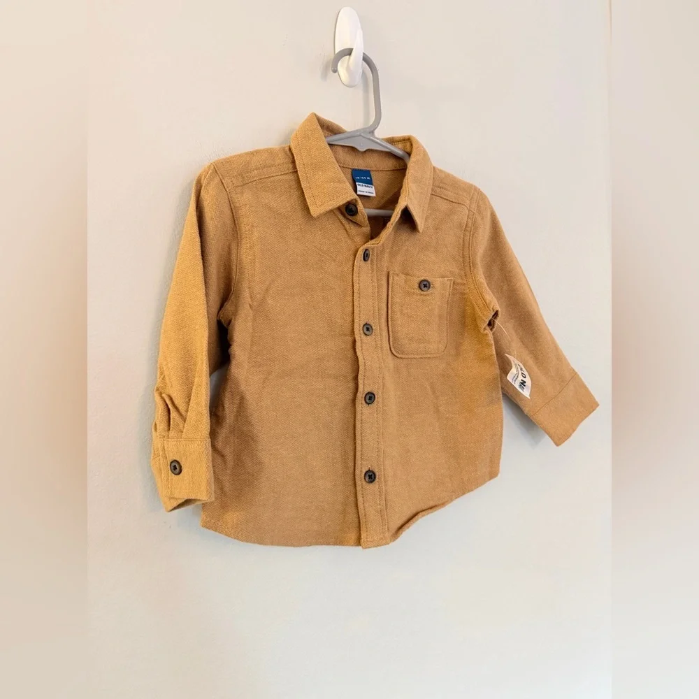 NWT Old Navy Toddler Brown Button Down - Size 18-24 Months